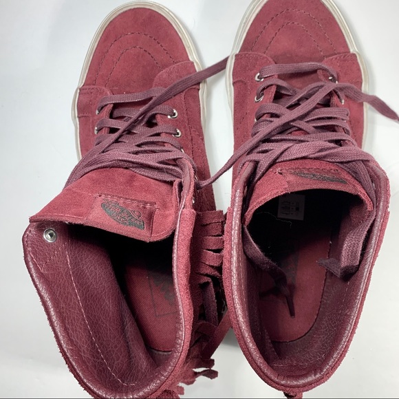 Maroon vans skate shoes with tassels hi top suede - Picture 8 of 8